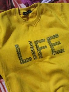 Yellow 'Life' Print Sweater