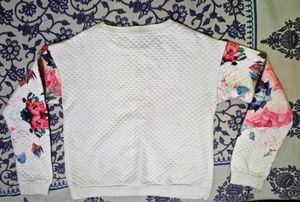 White Floral Sleeve "W!FI" Sweatshirt