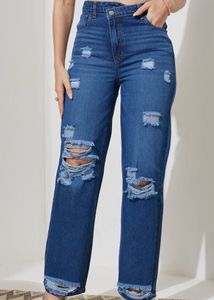 Distressed Blue Denim Jeans