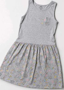 Girls Grey Unicorn Print Dress