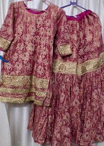 banarsi silk pink garara Set