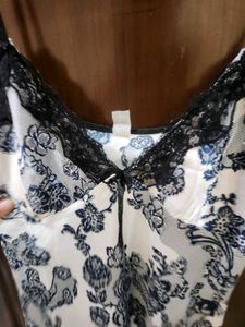 Elegant Floral Print Chemise Satin Silk Dress