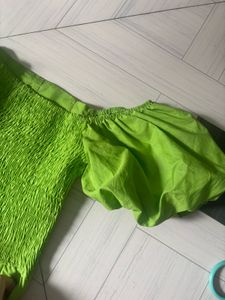 Lime Green Puff Sleeve Top