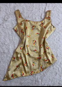 Stylish Leaf Print Silk Blouse