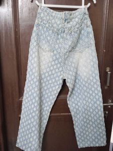 Textured Light Wash Denim Jeans