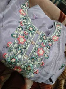 Embroidered Lavender Kurta