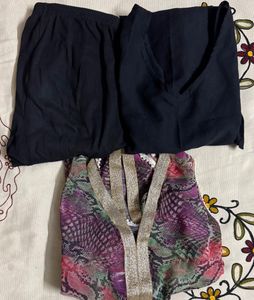 purple vibrant print kurta set