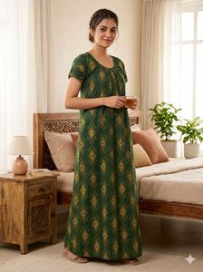 Elegant Green Cotton Nightgown