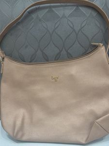 Elegant Beige Faux Leather Shoulder Bag for Women