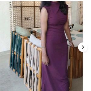 Chic Ruched Mock Neck Dress