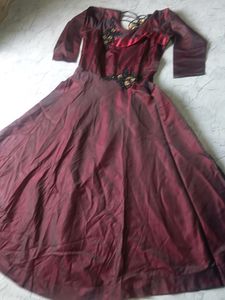 Maroon Gown With Handwork