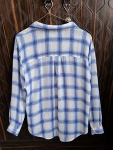 ZARA Blue Plaid Chiffon Shirt