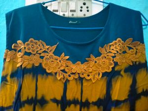 Stylish Tie-Dye Gown with Belt