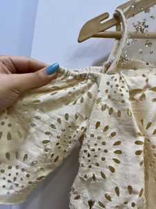 Elegant Cream Cold Shoulder Gown