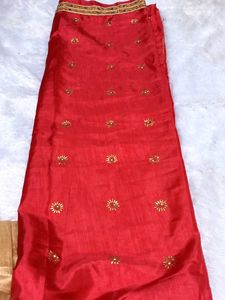 Mirror Work beautiful Red ❤️Saree