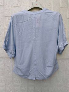 New with tag Korean Light Blue Button-Up Summer To