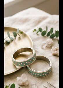 Boho Chic Teal Beaded Bangles