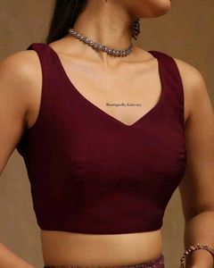 Elegant Maroon Sleeveless Blouse small size