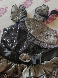 Girls' Silver Ruffled Party Dress