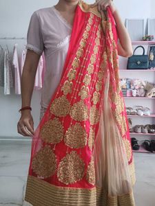 Beautiful Pink &amp; Gold Lehenga Skirt