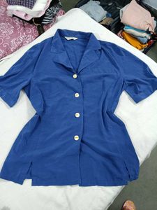 Royal Blue Button-Up Blouse