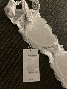Lace Trimmed White Bra