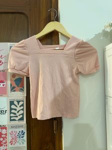 Cute Puff Sleeve Square Neck Top