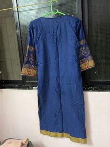 Blue Ethnic Kurta with Gold Print