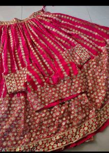 pure vintage Pink &amp; Gold Embroidered Lehenga Choli
