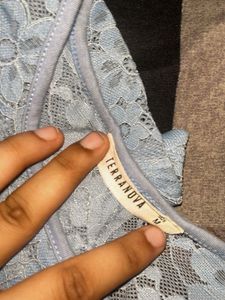 Light Blue Lace Detail Top