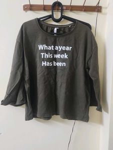 Olive Green Graphic Print T-Shirt