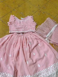 Pink Frill Sleeve Dress Set