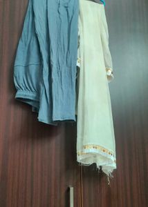Elegant Teal Kurta with White Print
