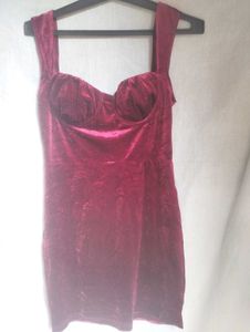 Burgundy Velvet Mini Dress