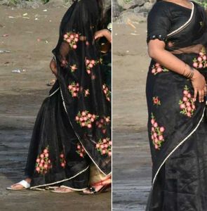 Elegant Black Floral Saree