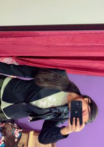 Chic Black Blazer with Bow Detail
