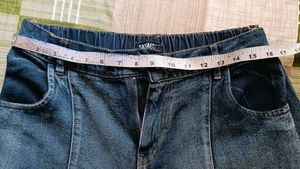 Sassfaras Comfy Dark Wash Elastic Waist Jeans