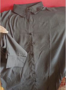Chic Black Mesh Oversized Button-Up Shirt