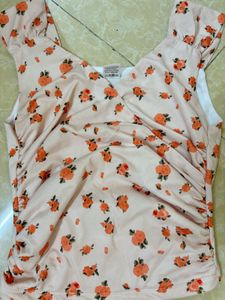Cute Floral Ruched Tank Top
