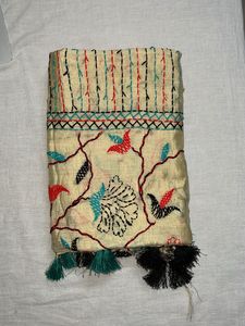 Cream Embroidered dupatta