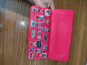 Aesthetic Pencil Box With Cartoon and Black Lines