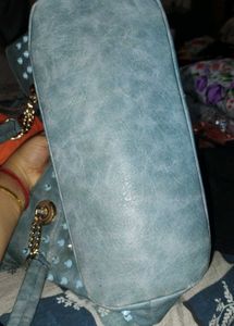 Blue Embellished Shoulder Bag