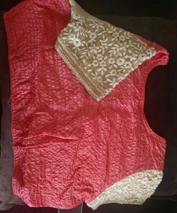 Elegant Pink Embroidered saree Fabric
