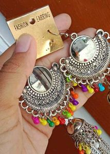 Boho Mirror Jhumka Earrings