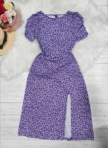 Purple Floral Midi Dress