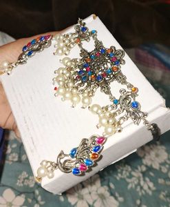 Oxidised Peacock Jhumka Set