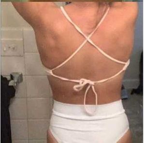 Cute Pink Bikini Top with Lace Trim