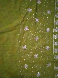 New Green Embellished Saree with blouse piece