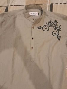 Men's Beige Kurta with Print