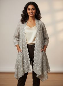 Designer Ethnic brownish Floral Shrug